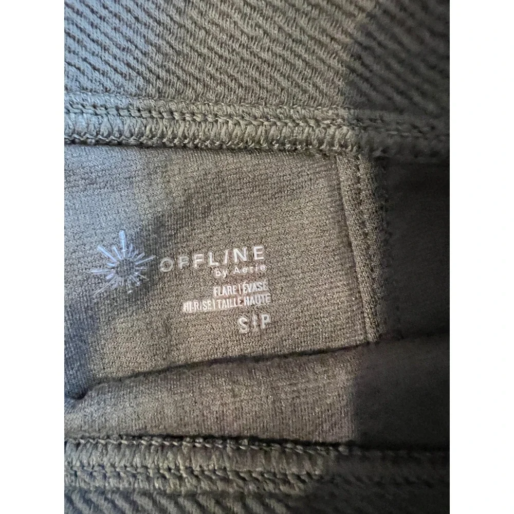 OFFLINE by Aerie Ribbed Flare Leggings and Corset Crop Top Set Olive Green Small